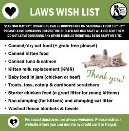 LAWS Supplies Wish List
