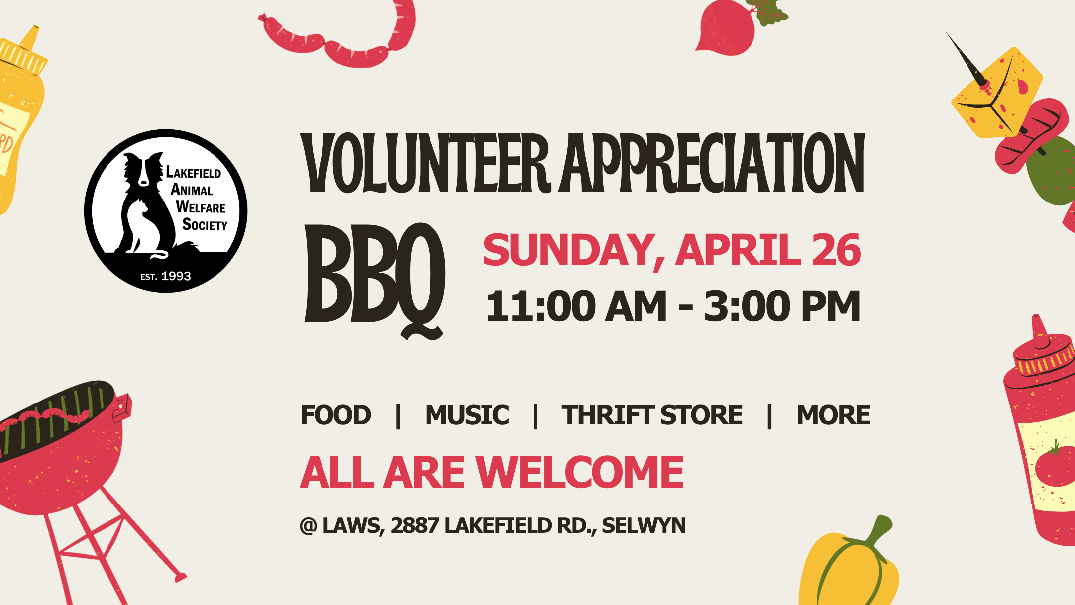 LAWS Volunteer Appreciation BBQ on April 26
