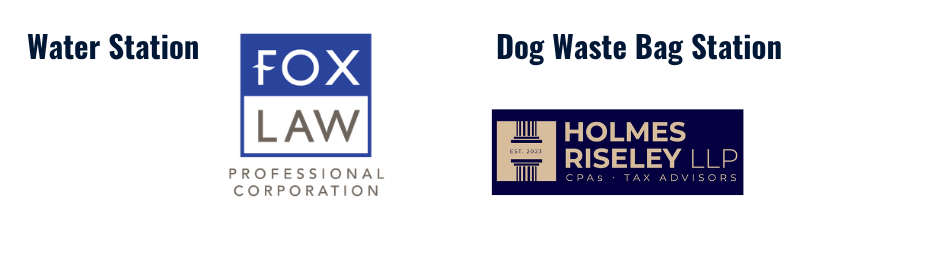Water Station: Fox Law Professional Corporation. Dog Waste Bag Station: Holmes Riseley LLP.