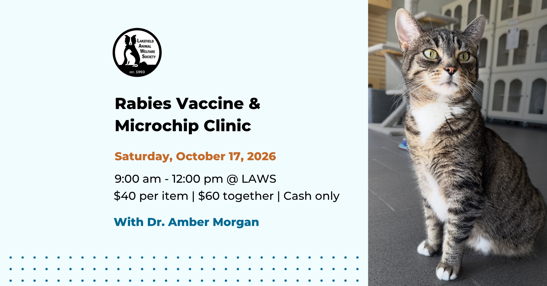Fall 2026 LAWS Rabies Vaccine and Microchip Clinic